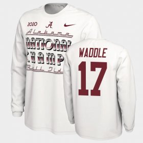 #17 Jaylen Waddle 2020 National Champions Alabama Crimson Tide Long Sleeve Mens White T-Shirts 247560-114