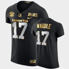 #17 Jaylen Waddle 2021 National Championship Bama Golden Edition Mens Black Jersey 624132-671 #17 Jaylen Waddle 2021 National Championship Bama Golden Edition Mens Black Jersey 624132-671