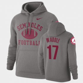 #17 Jaylen Waddle Retro Football Alabama Crimson Tide Pullover Men's Heathered Gray Hoodies 654681-682 #17 Jaylen Waddle Retro Football Alabama Crimson Tide Pullover Men's Heathered Gray Hoodies 654681-682