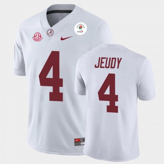 #4 Jerry Jeudy 2021 Rose Bowl Bama Champions Men\'s White Jerseys 456348-906