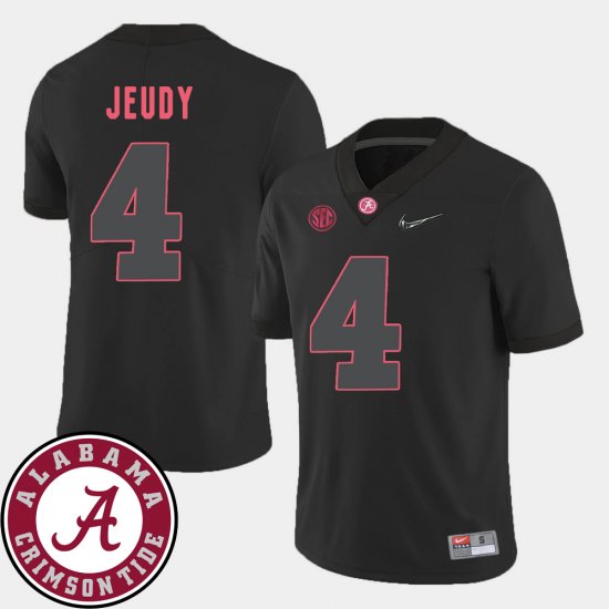 #4 Jerry Jeudy College Football University of Alabama 2018 SEC Patch Men Black Jerseys 185317-476