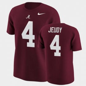 #4 Jerry Jeudy College Football University of Alabama Name & Number Mens Crimson T-Shirts 933292-171 #4 Jerry Jeudy College Football University of Alabama Name & Number Mens Crimson T-Shirts 933292-171