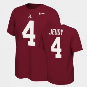 #4 Jerry Jeudy Name and Number University of Alabama Name & Number Retro Men Crimson T-Shirts 629960-769 #4 Jerry Jeudy Name and Number University of Alabama Name & Number Retro Men Crimson T-Shirts 629960-769