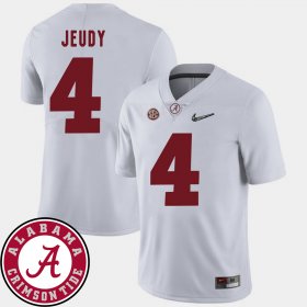 #4 Jerry Jeudy College Football Alabama Crimson Tide 2018 SEC Patch Men White Jersey 939825-167