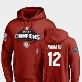 #12 Joe Namath 2018 SEC West Division Champions University of Alabama Football Men Crimson Hoodies 975886-950 #12 Joe Namath 2018 SEC West Division Champions University of Alabama Football Men Crimson Hoodies 975886-950