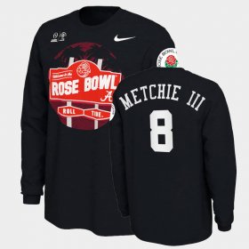 #8 John Metchie III 2021 Rose Bowl Bama Illustrated Long Sleeve Mens Black T-Shirt 994484-568 #8 John Metchie III 2021 Rose Bowl Bama Illustrated Long Sleeve Mens Black T-Shirt 994484-568