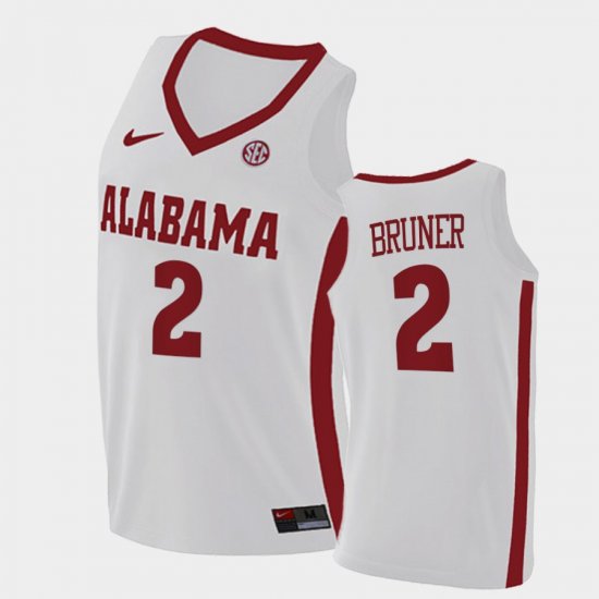 #2 Jordan Bruner College Basketball Bama 2021 Swingman Mens White Jersey 571229-536