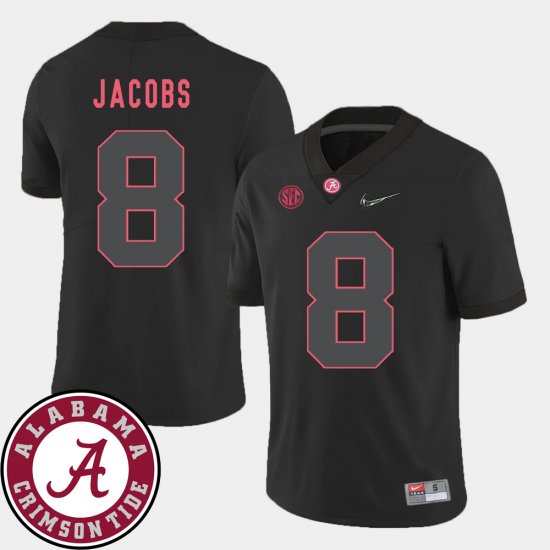 #8 Josh Jacobs College Football University of Alabama 2018 SEC Patch Men\'s Black Jersey 926412-925