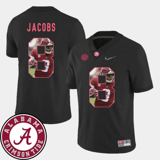 #8 Josh Jacobs Pictorial Fashion Alabama Crimson Tide Football Men Black Jerseys 849772-489