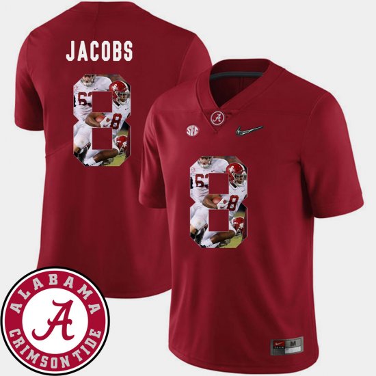 #8 Josh Jacobs Pictorial Fashion Alabama Crimson Tide Football Men\'s Crimson Jerseys 312697-907