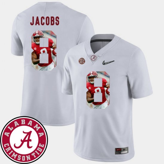 #8 Josh Jacobs Pictorial Fashion Bama Football Men\'s White Jersey 201091-283