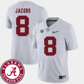 #8 Josh Jacobs College Football Alabama Crimson Tide 2018 SEC Patch Men White Jersey 329267-739