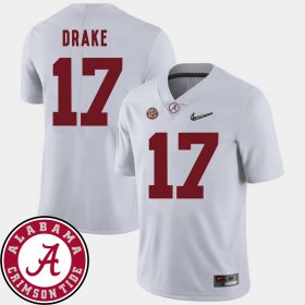 #17 Kenyan Drake College Football Bama 2018 SEC Patch Men's White Jersey 374428-421