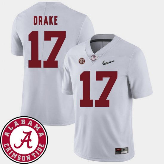 #17 Kenyan Drake College Football Bama 2018 SEC Patch Men\'s White Jersey 374428-421