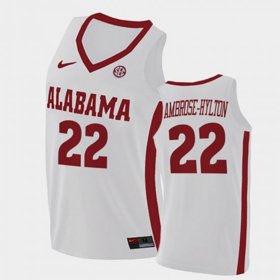 #22 Keon Ambrose-Hylton College Basketball Alabama Crimson Tide 2021 Swingman Men White Jersey 361697-375