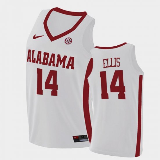 #14 Keon Ellis College Basketball Bama 2021 Swingman Men\'s White Jerseys 676572-782