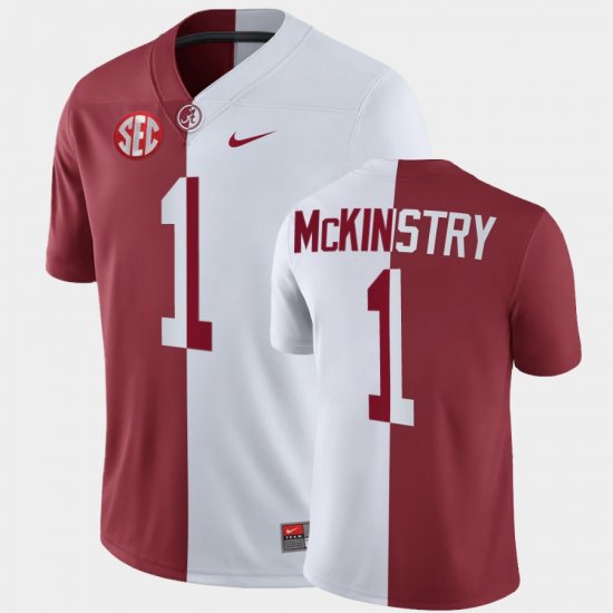 #1 Kool-Aid McKinstry Split Bama Mens White Crimson Jerseys 250849-550