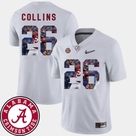 #26 Landon Collins Pictorial Fashion Alabama Crimson Tide Football Men White Jersey 488865-203