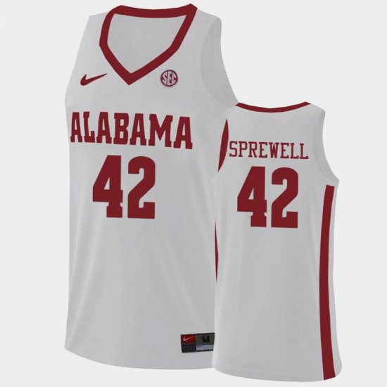 #42 Latrell Sprewell Hardwood Classics University of Alabama College Basketball Men\'s White Jersey 626402-736