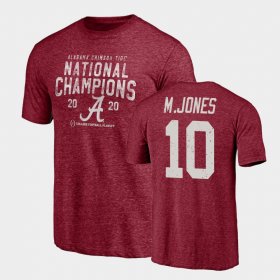 #10 Mac Jones 2020 National Champions Alabama Tri-Blend Men's Crimson T-Shirts 657476-181 #10 Mac Jones 2020 National Champions Alabama Tri-Blend Men's Crimson T-Shirts 657476-181