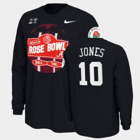 #10 Mac Jones 2021 Rose Bowl Alabama Crimson Tide Illustrated Long Sleeve Men's Black T-Shirts 841151-304 #10 Mac Jones 2021 Rose Bowl Alabama Crimson Tide Illustrated Long Sleeve Men's Black T-Shirts 841151-304