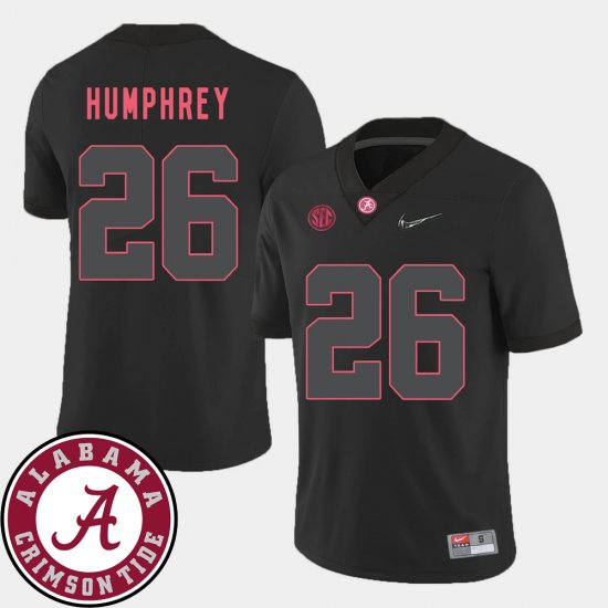 #26 Marlon Humphrey College Football Alabama 2018 SEC Patch Men\'s Black Jersey 754409-280