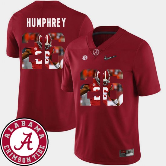 #26 Marlon Humphrey Pictorial Fashion University of Alabama Football Men Crimson Jerseys 213603-250