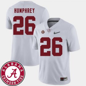 #26 Marlon Humphrey College Football Alabama Crimson Tide 2018 SEC Patch Men White Jersey 800880-318