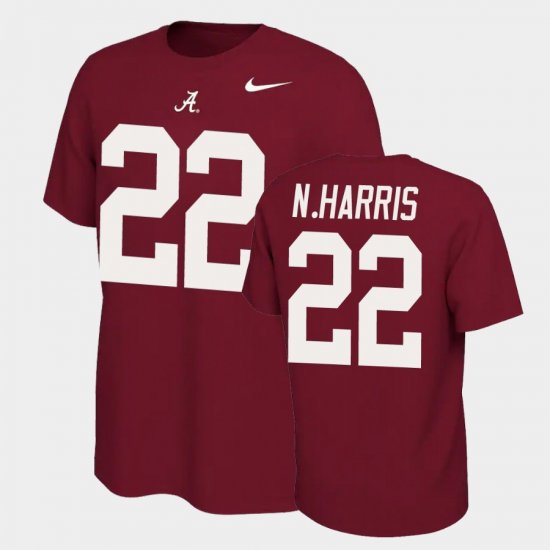 #22 Najee Harris Name and Number University of Alabama Name & Number Retro Mens Crimson T-Shirt 537341-329