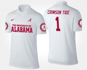 #1 Name and Number Bama No.1 Short Sleeve Men White Polo 828108-202 #1 Name and Number Bama No.1 Short Sleeve Men White Polo 828108-202
