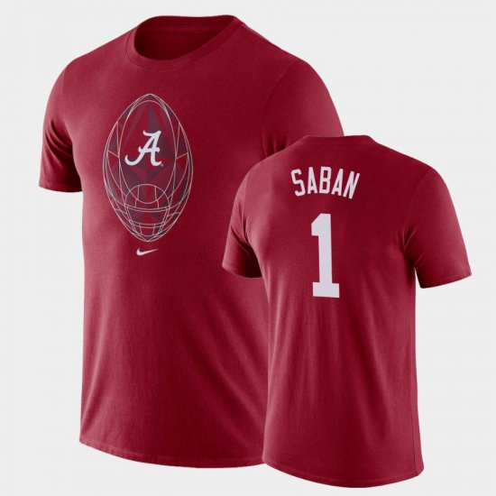 #1 Nick Saban Football Icon Bama Legend Men Crimson T-Shirt 257980-113