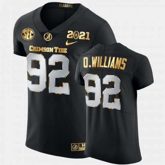 #92 Quinnen Williams 2021 National Championship Bama Golden Edition Men Black Jerseys 545934-215