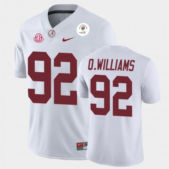 #92 Quinnen Williams 2021 Rose Bowl Bama Champions Men\'s White Jerseys 468241-832