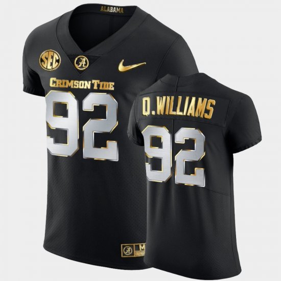 #92 Quinnen Williams Golden Edition Alabama Crimson Tide 2020-21 Authentic Men Black Jersey 964195-867