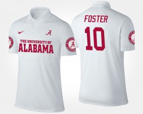 #10 Reuben Foster Name and Number University of Alabama Men's White Polo 257951-753 #10 Reuben Foster Name and Number University of Alabama Men's White Polo 257951-753