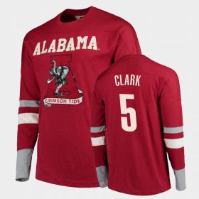 #5 Ronnie Clark Old School Bama Football Long Sleeve Men's Crimson T-Shirt 215347-467