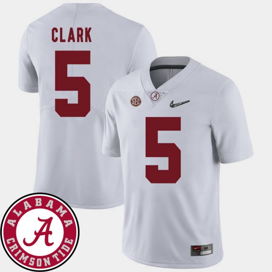 #5 Ronnie Clark College Football University of Alabama 2018 SEC Patch Men White Jerseys 439167-577