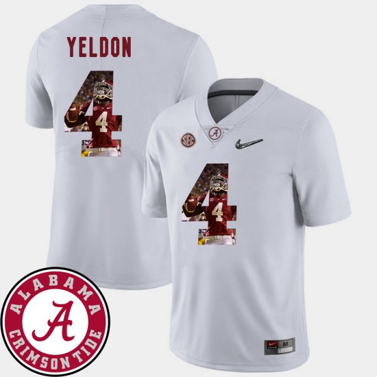 #4 T.J. Yeldon Pictorial Fashion Alabama Football Mens White Jerseys 266028-648