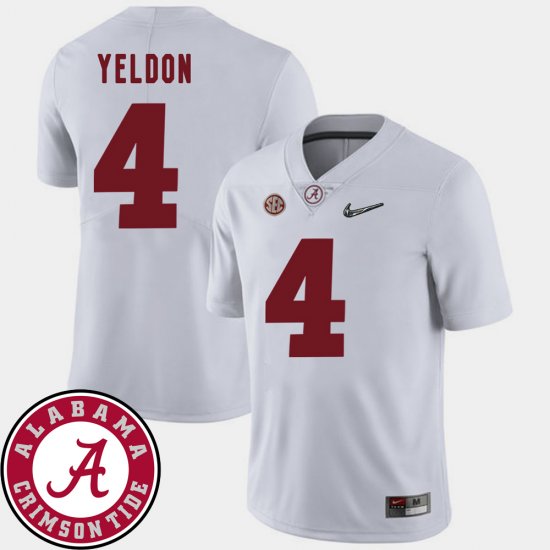 #4 T.J. Yeldon College Football Alabama 2018 SEC Patch Men\'s White Jersey 977292-843