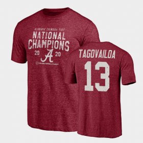 #13 Tua Tagovailoa 2020 National Champions University of Alabama Tri-Blend Mens Crimson T-Shirt 720801-638 #13 Tua Tagovailoa 2020 National Champions University of Alabama Tri-Blend Mens Crimson T-Shirt 720801-638