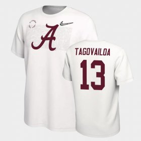 #13 Tua Tagovailoa College Football Alabama Crimson Tide Playoff Men White T-Shirt 423129-463 #13 Tua Tagovailoa College Football Alabama Crimson Tide Playoff Men White T-Shirt 423129-463