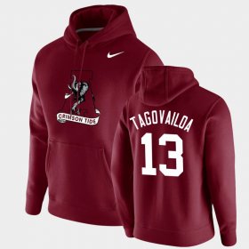 #13 Tua Tagovailoa Vintage School Logo Alabama Pullover Mens Crimson Hoodie 226213-818 #13 Tua Tagovailoa Vintage School Logo Alabama Pullover Mens Crimson Hoodie 226213-818