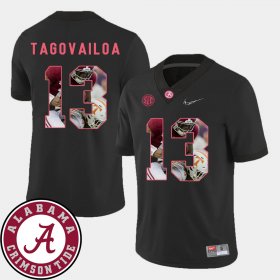 #13 Tua Tagovailoa Pictorial Fashion Alabama Football Men's Black Jersey 845617-881 #13 Tua Tagovailoa Pictorial Fashion Alabama Football Men's Black Jersey 845617-881