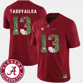 #13 Tua Tagovailoa Pictorial Fashion Alabama Crimson Tide Football Mens Crimson Jersey 447834-557 #13 Tua Tagovailoa Pictorial Fashion Alabama Crimson Tide Football Mens Crimson Jersey 447834-557