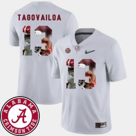 #13 Tua Tagovailoa Pictorial Fashion Bama Football Men's White Jersey 628127-919 #13 Tua Tagovailoa Pictorial Fashion Bama Football Men's White Jersey 628127-919