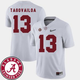 #13 Tua Tagovailoa College Football Bama 2018 SEC Patch Mens White Jerseys 306816-563 #13 Tua Tagovailoa College Football Bama 2018 SEC Patch Mens White Jerseys 306816-563