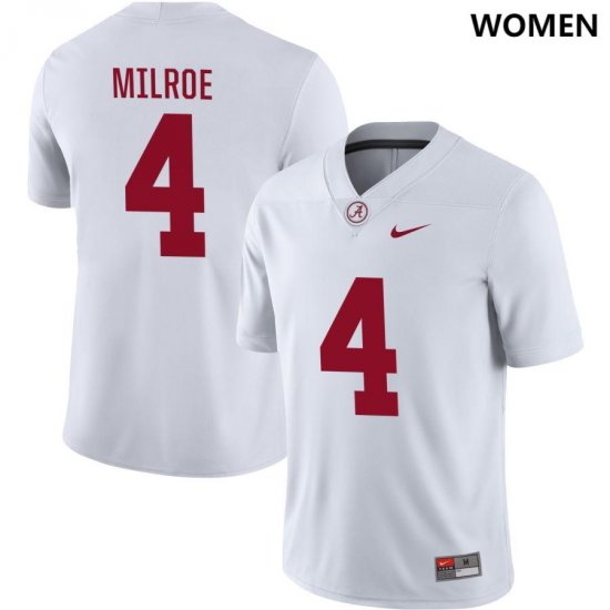 #4 Jalen Milroe NIL Replica Alabama Women\'s White Jerseys 694464-523