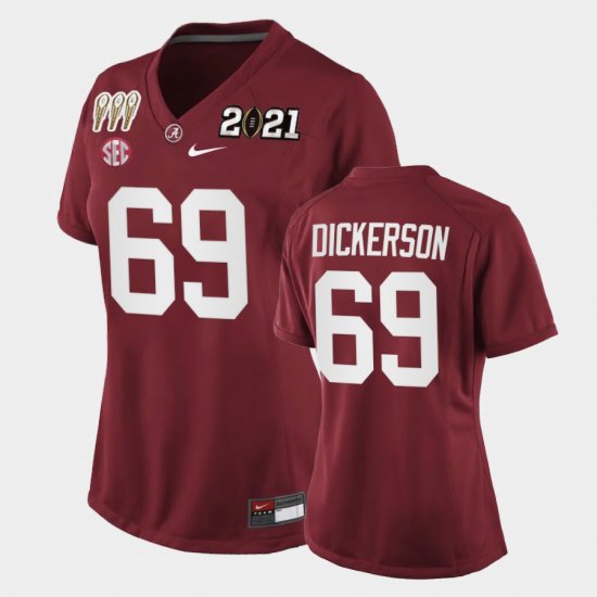 #69 Landon Dickerson 3X CFP National Championship Bama Special Edition Womens Crimson Jerseys 805397-335