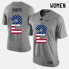 #2 Jalen Hurts US Flag Fashion Bama Women Gray Jersey 624593-382 #2 Jalen Hurts US Flag Fashion Bama Women Gray Jersey 624593-382