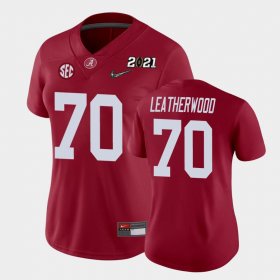 #70 Alex Leatherwood 2021 National Championship University of Alabama College Football Womens Crimson Jerseys 464890-144